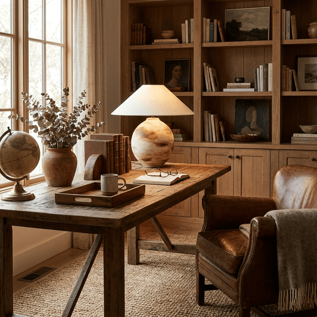Sorellan Keramik-Tischlampe Braun Oval Vase Minimalistisch Schlafzimmer | Cielum