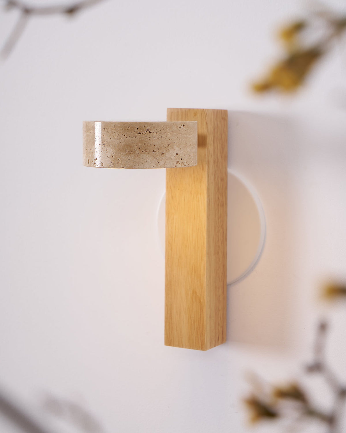 Tavalina Zylinder-Stack aus Gelbem Travertin Wandleuchte