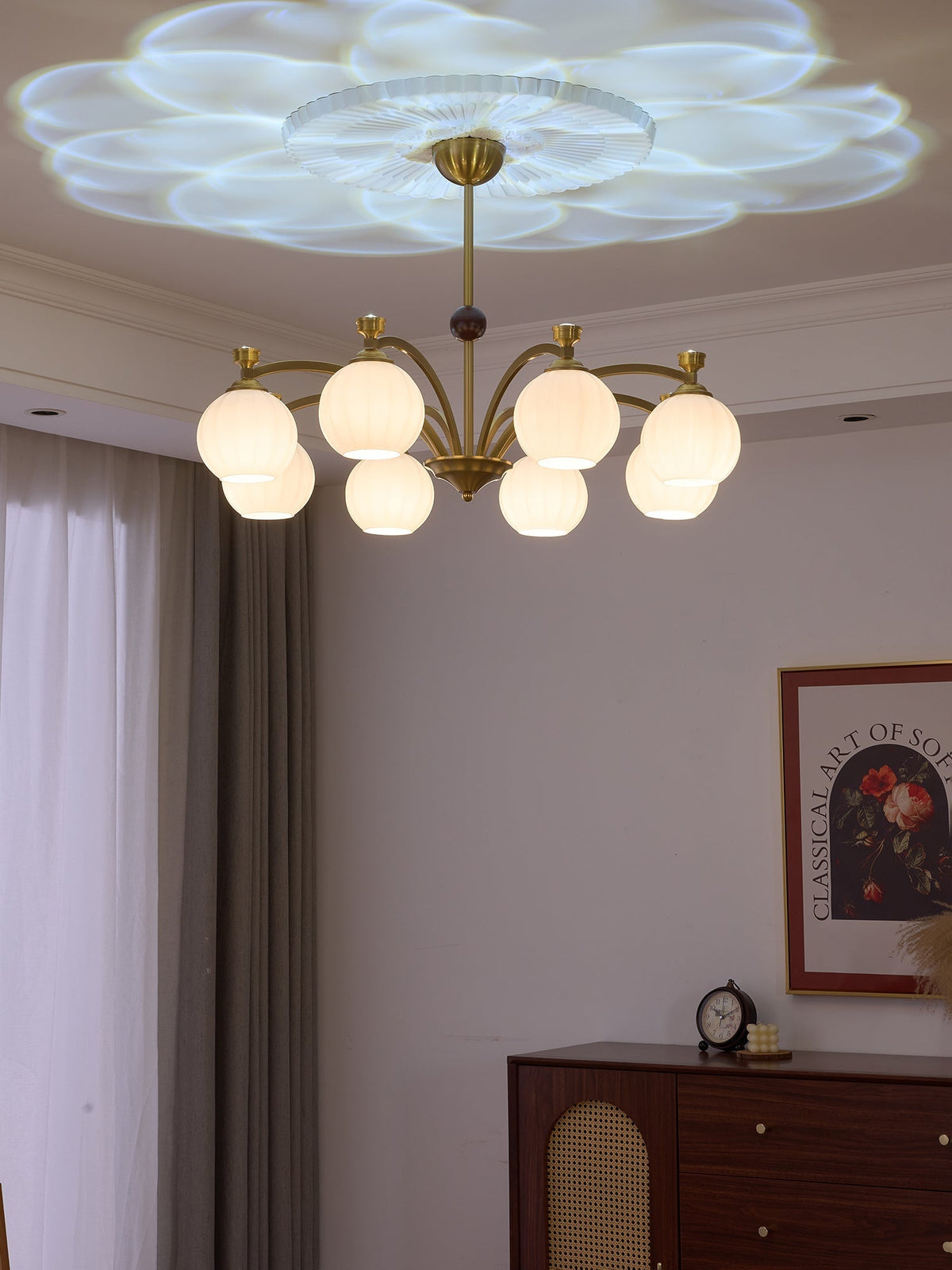 Usilia Elegance Vintage Glas-Holz Kronleuchter