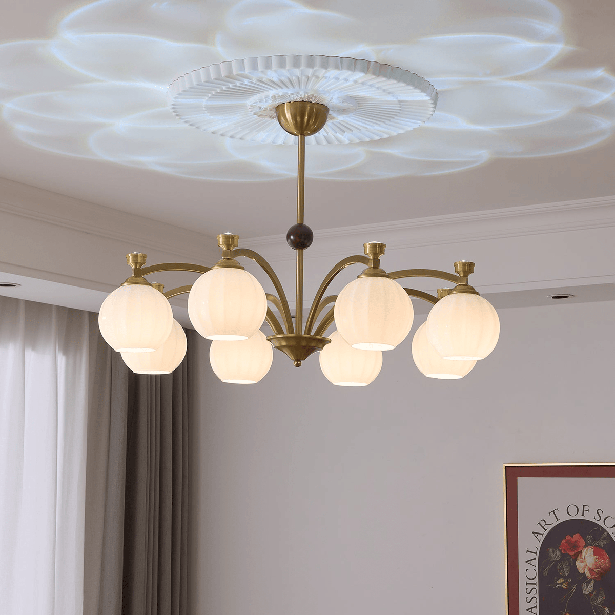 Usilia Elegance Vintage Glas-Holz Kronleuchter