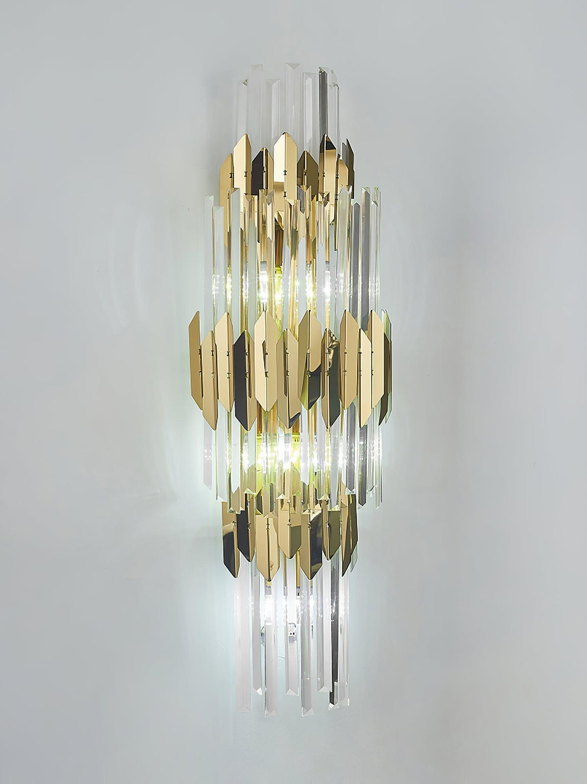 Elyoaria zeitgenössische Kunst-Wandleuchte aus Kristall in drei Schichten