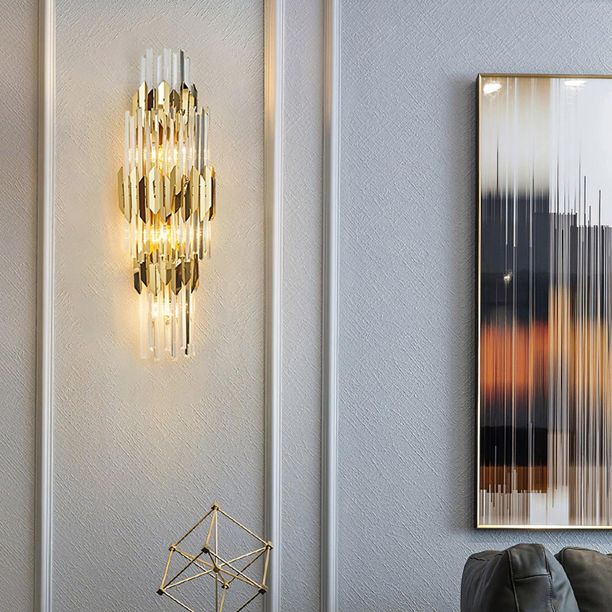 Elyoaria zeitgenössische Kunst-Wandleuchte aus Kristall in drei Schichten