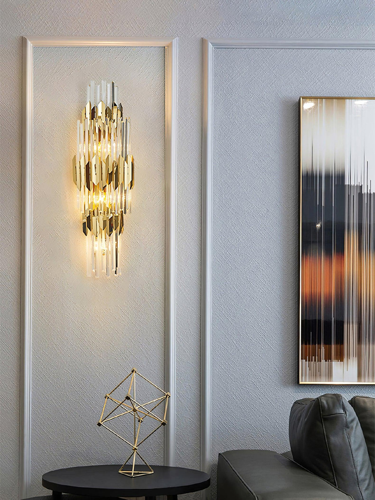 Elyoaria zeitgenössische Kunst-Wandleuchte aus Kristall in drei Schichten