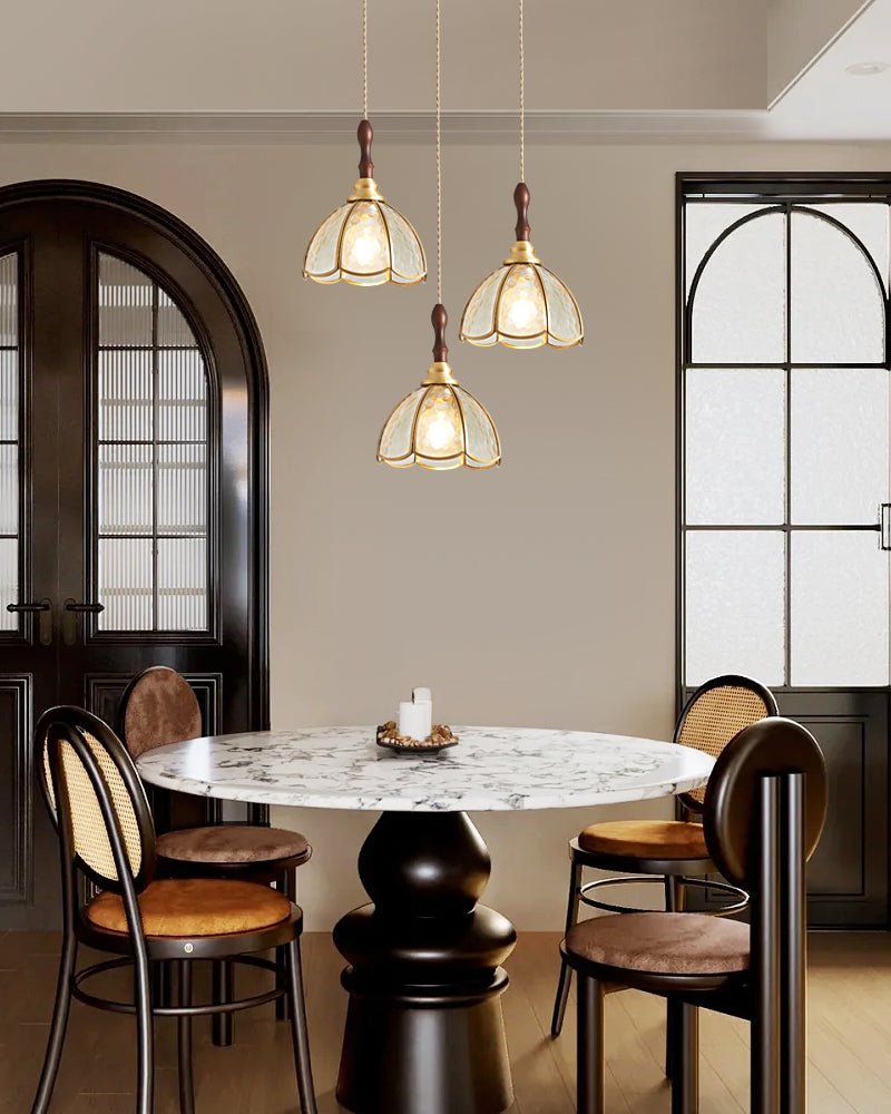 Floraner Messing- & Glas-Pendelleuchte