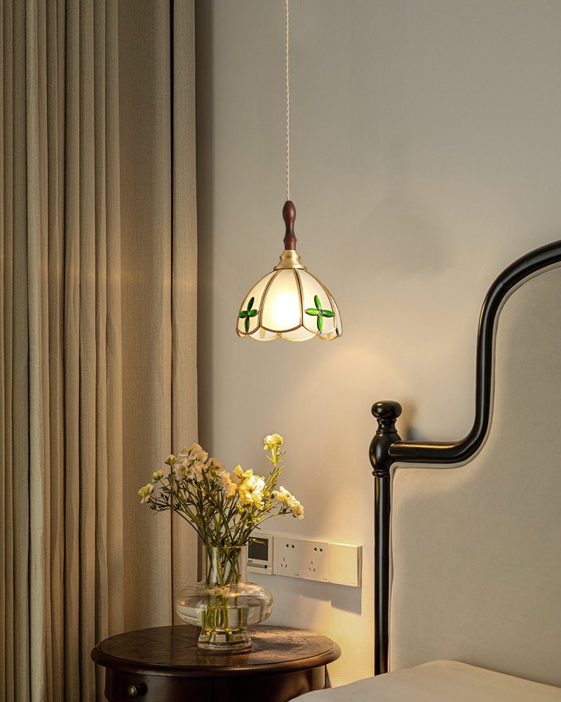 Floraner Messing- & Glas-Pendelleuchte