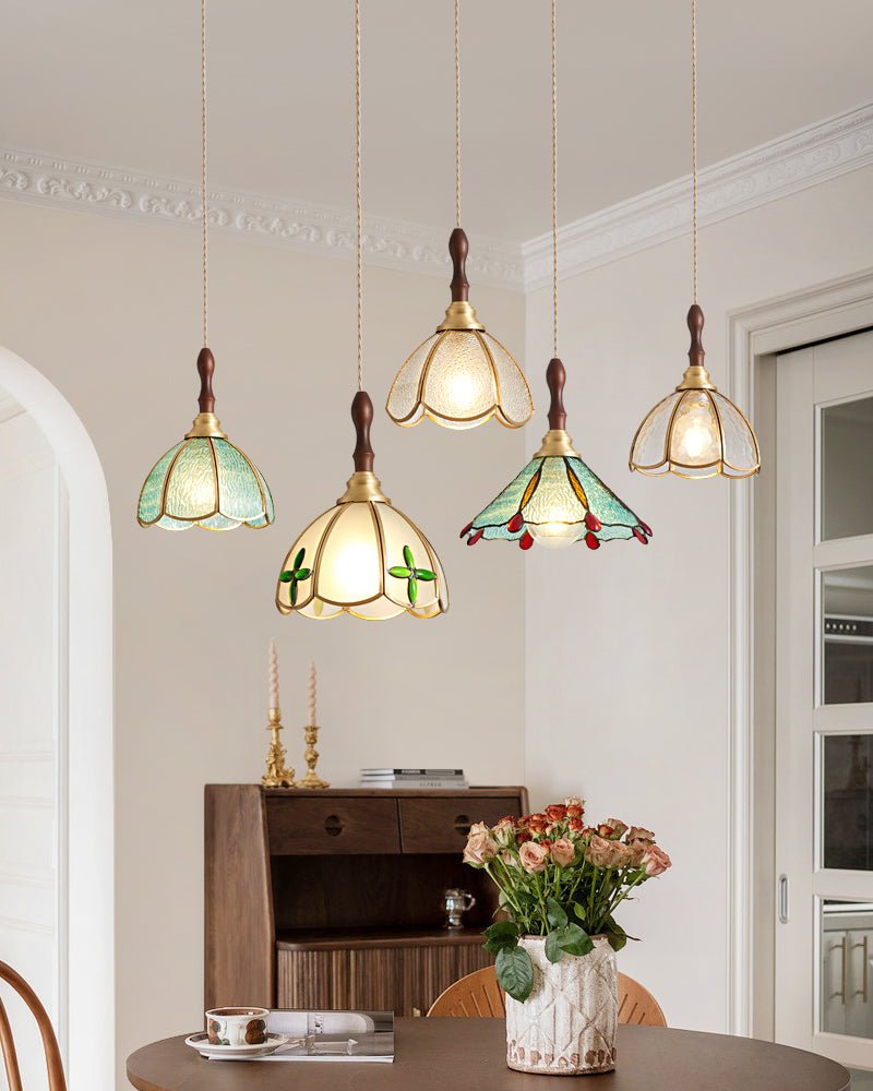 Floraner Messing- & Glas-Pendelleuchte
