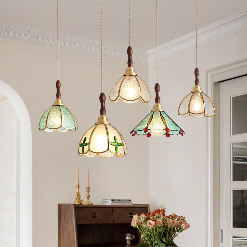 Floraner Messing- & Glas-Pendelleuchte