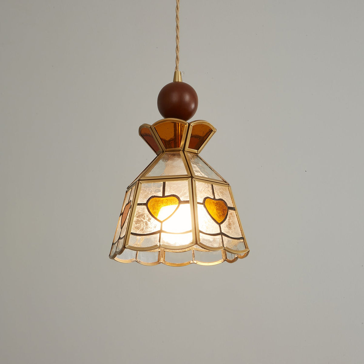Creshen Pendelleuchte aus Holz und Glas im Vintage-Stil