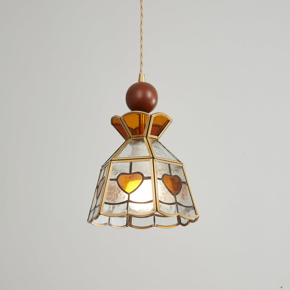 Creshen Pendelleuchte aus Holz und Glas im Vintage-Stil