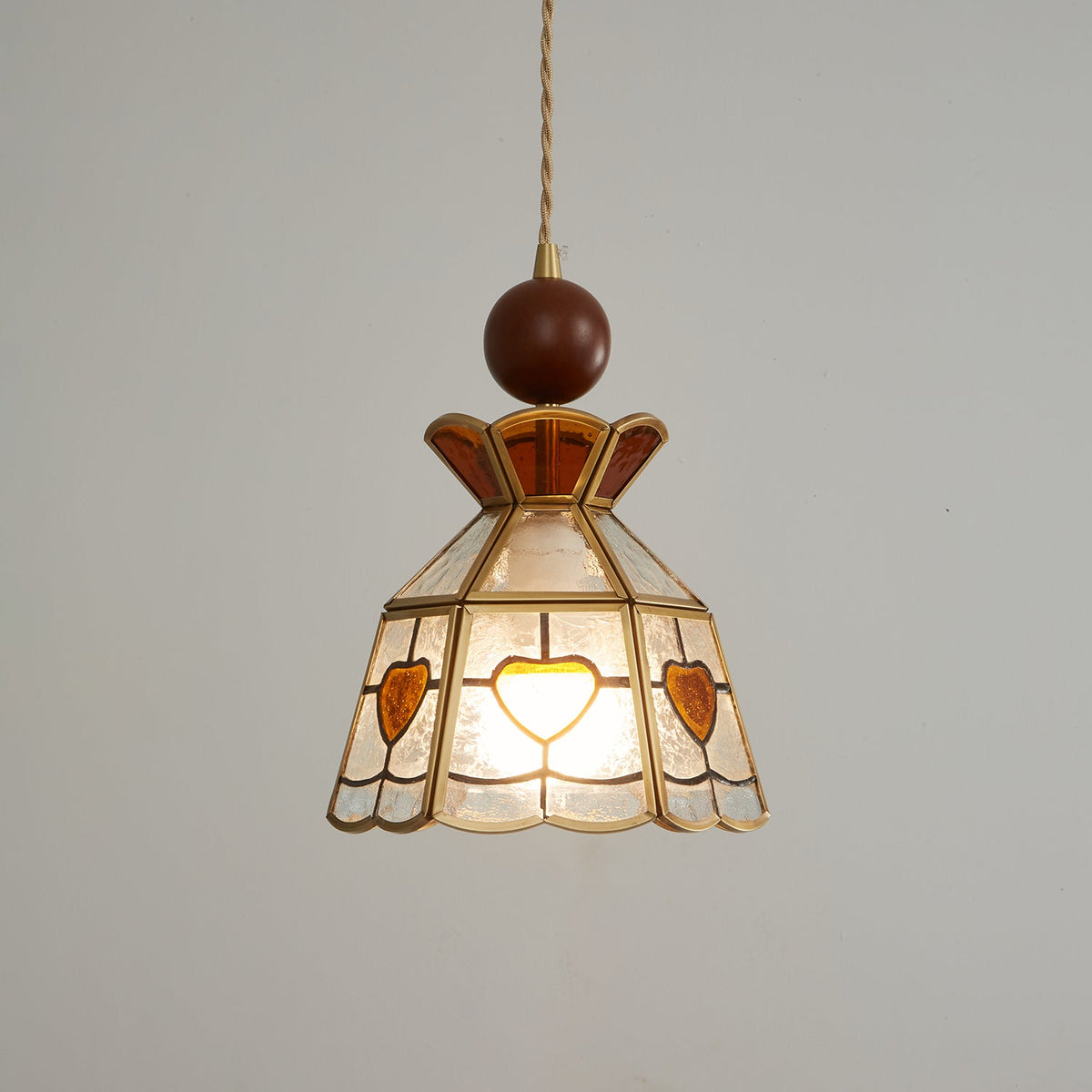 Creshen Pendelleuchte aus Holz und Glas im Vintage-Stil