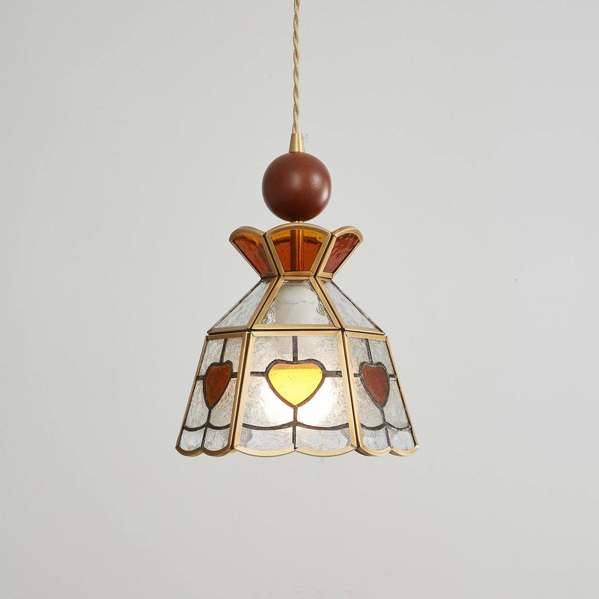 Creshen Pendelleuchte aus Holz und Glas im Vintage-Stil