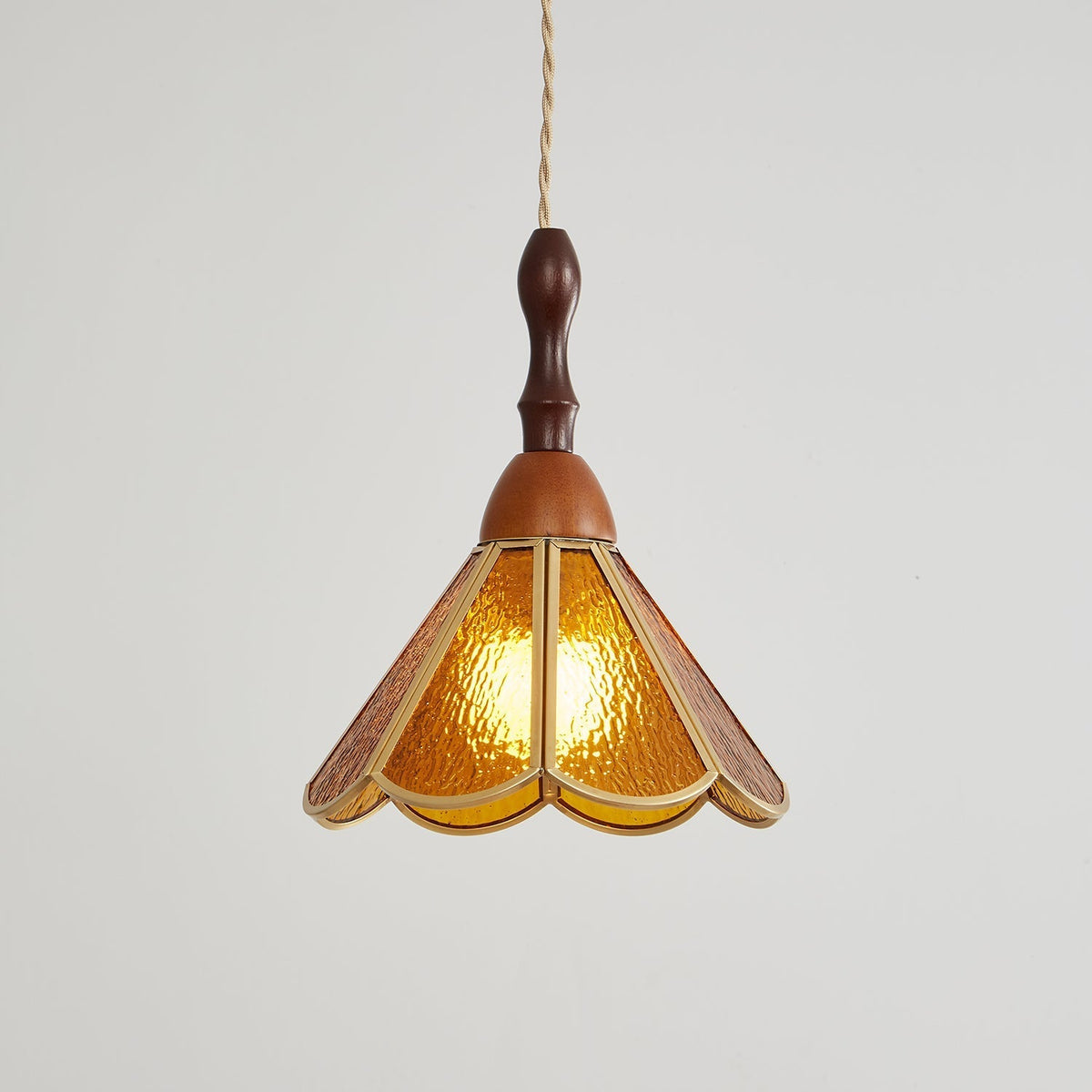 Creshen Pendelleuchte aus Holz und Glas im Vintage-Stil