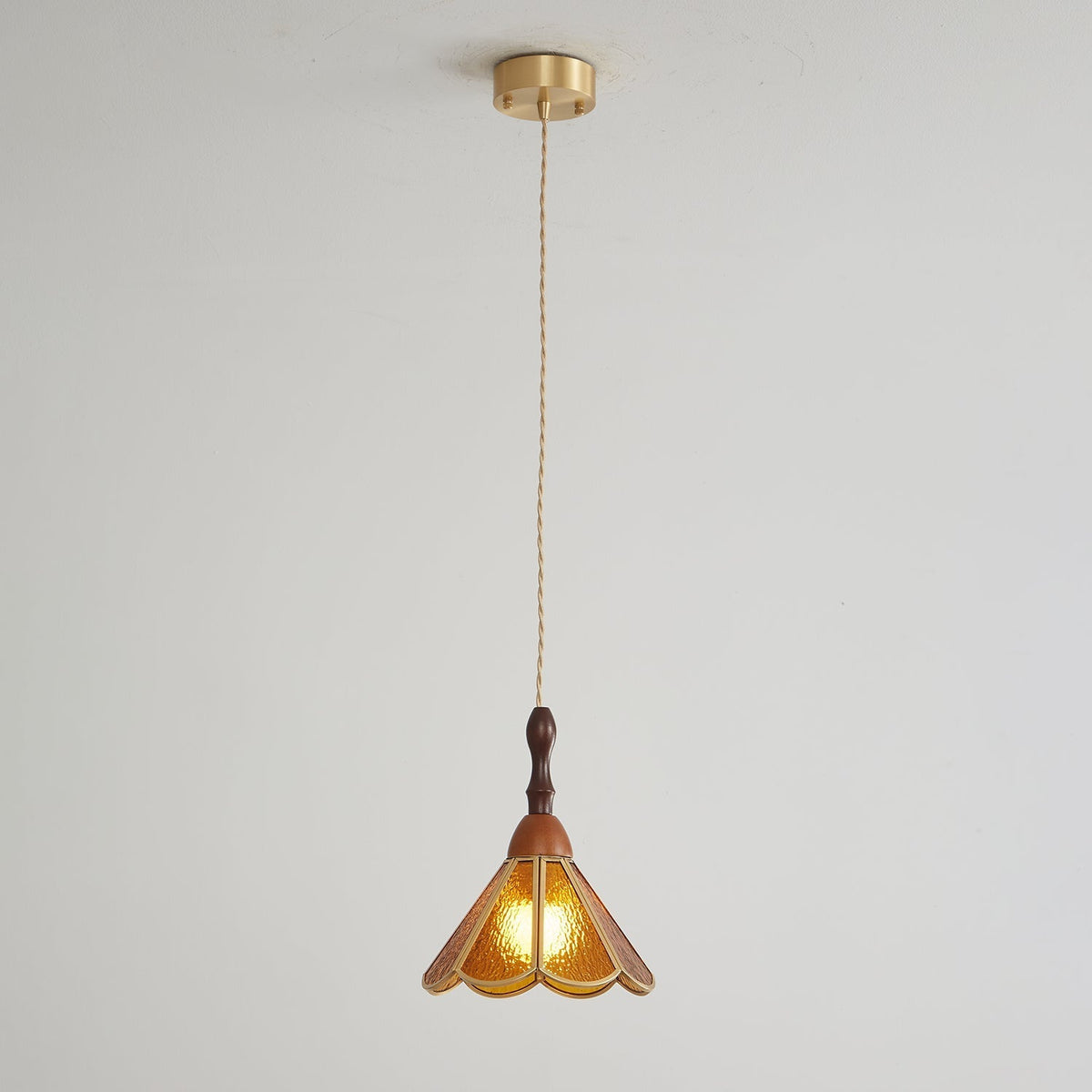 Creshen Pendelleuchte aus Holz und Glas im Vintage-Stil