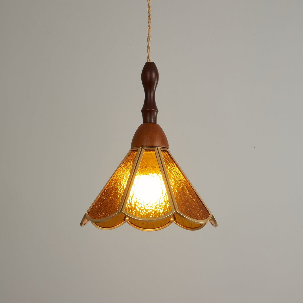 Creshen Pendelleuchte aus Holz und Glas im Vintage-Stil