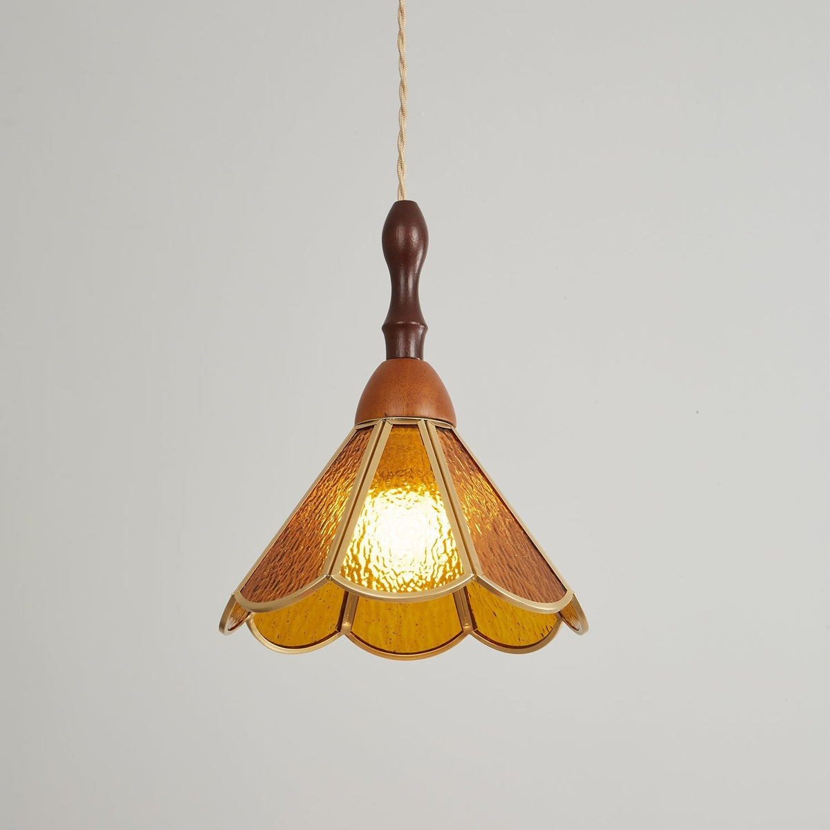 Creshen Pendelleuchte aus Holz und Glas im Vintage-Stil