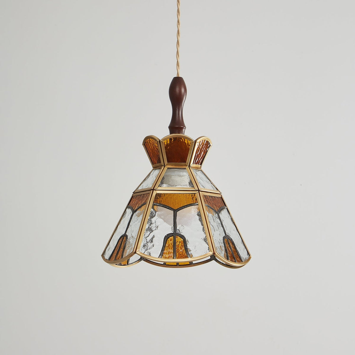 Creshen Pendelleuchte aus Holz und Glas im Vintage-Stil