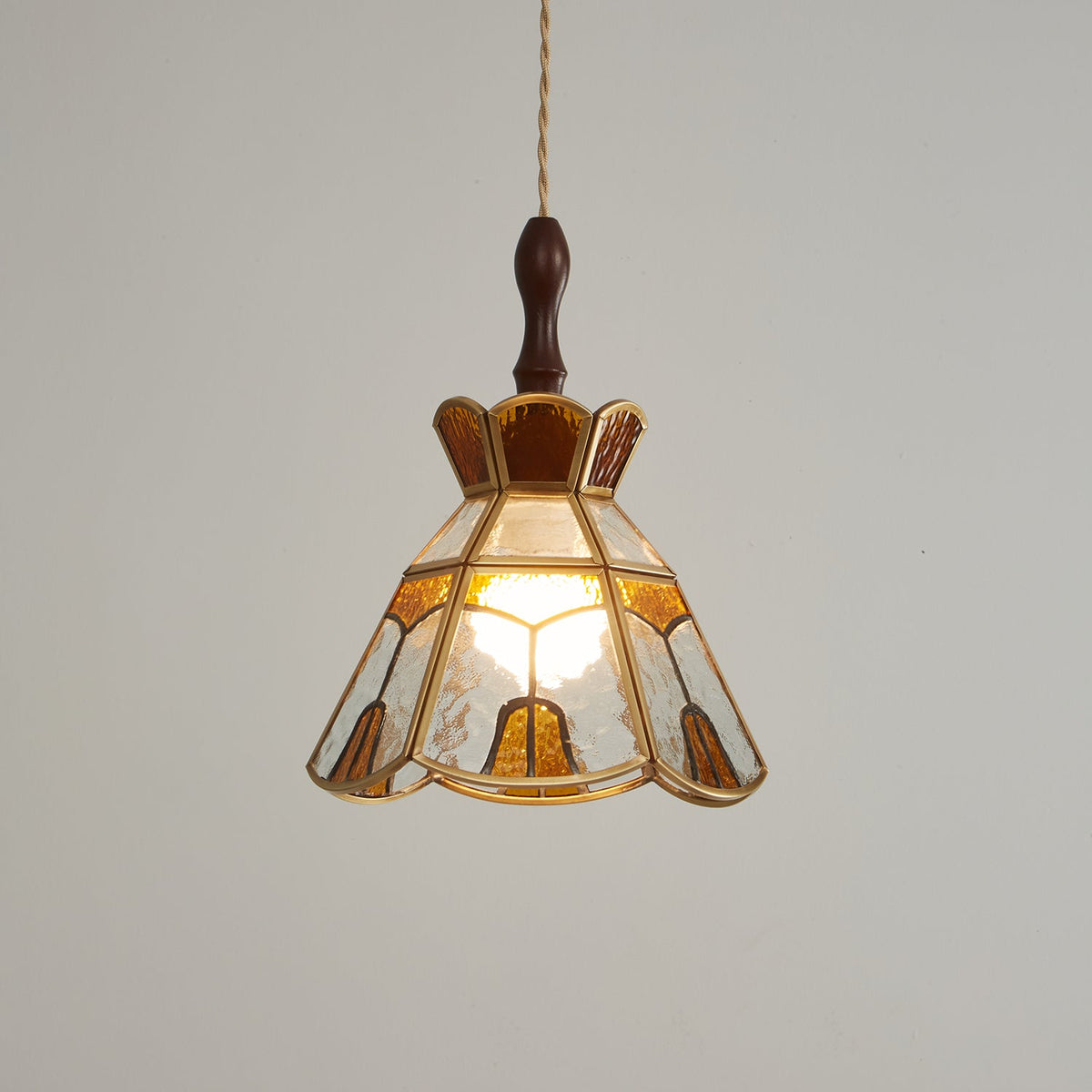Creshen Pendelleuchte aus Holz und Glas im Vintage-Stil