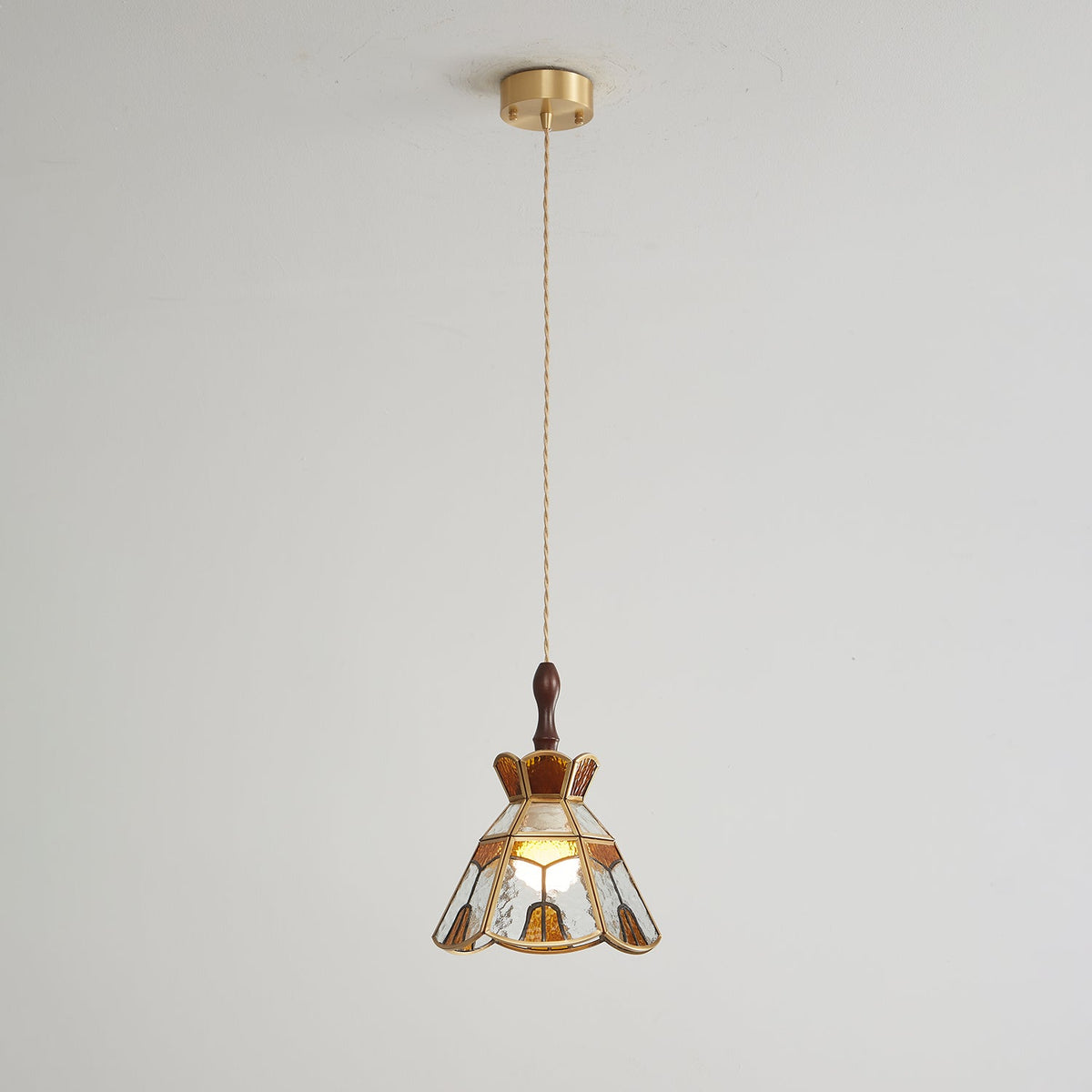 Creshen Pendelleuchte aus Holz und Glas im Vintage-Stil
