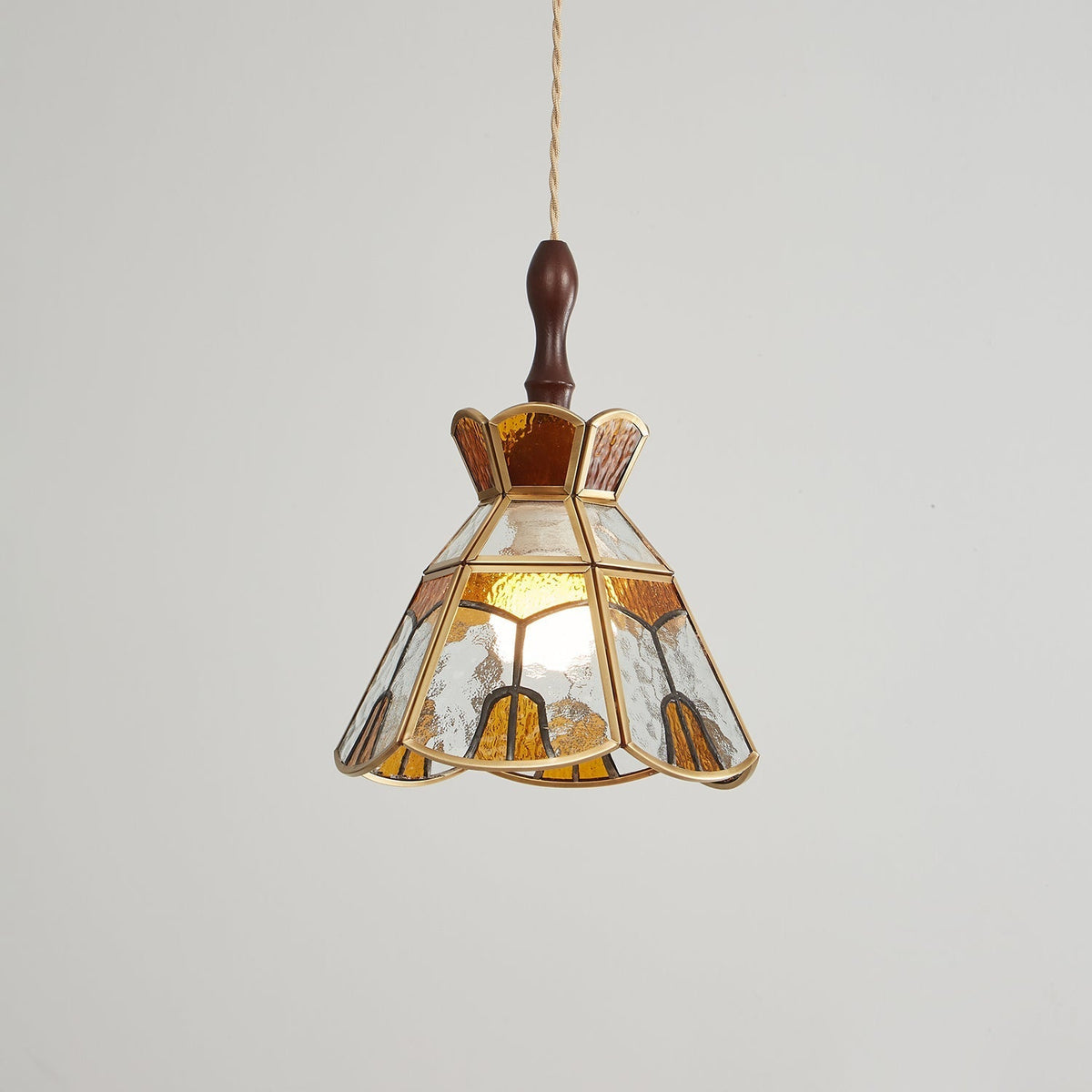 Creshen Pendelleuchte aus Holz und Glas im Vintage-Stil