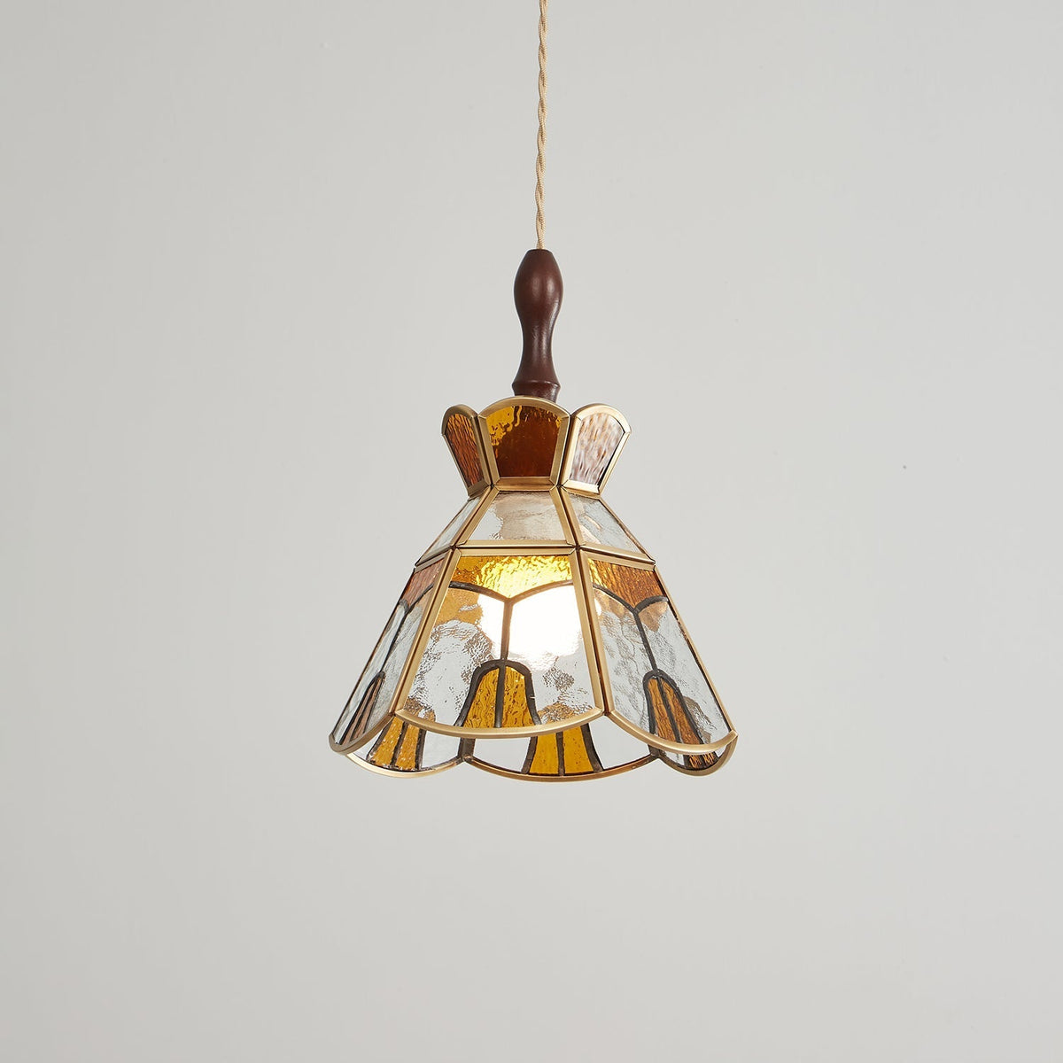 Creshen Pendelleuchte aus Holz und Glas im Vintage-Stil