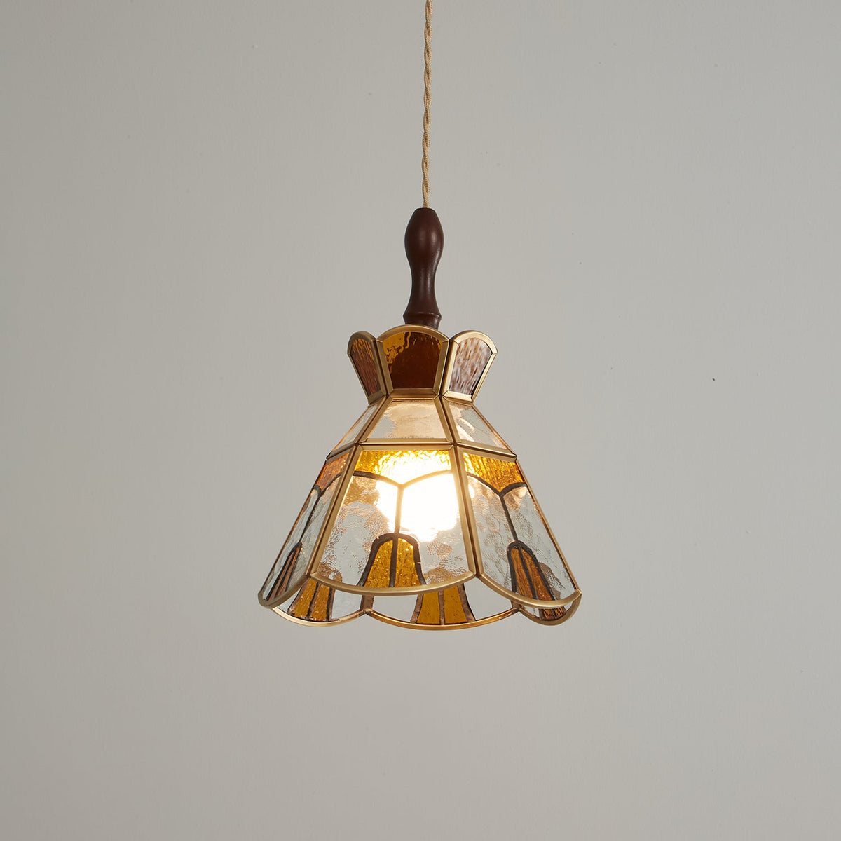 Creshen Pendelleuchte aus Holz und Glas im Vintage-Stil
