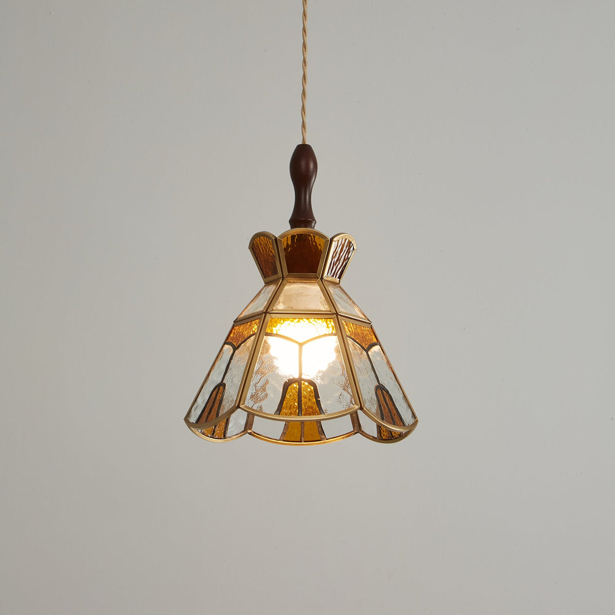 Creshen Pendelleuchte aus Holz und Glas im Vintage-Stil