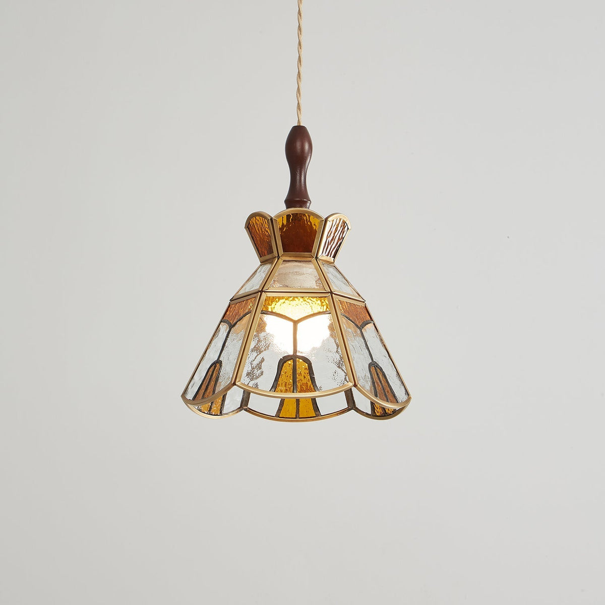 Creshen Pendelleuchte aus Holz und Glas im Vintage-Stil