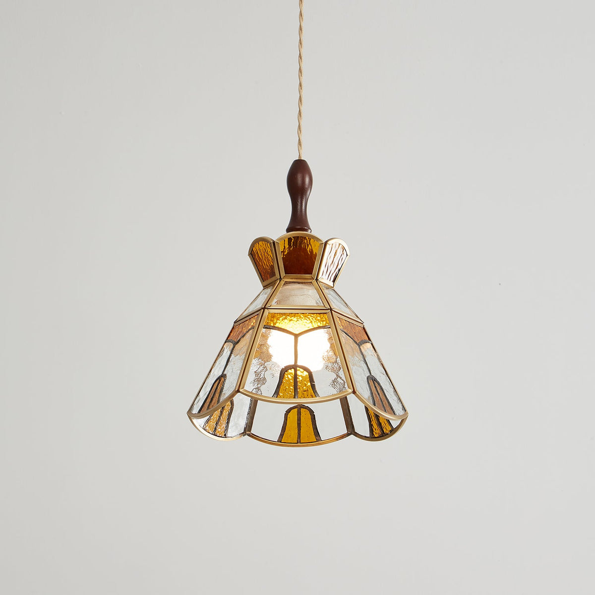 Creshen Pendelleuchte aus Holz und Glas im Vintage-Stil