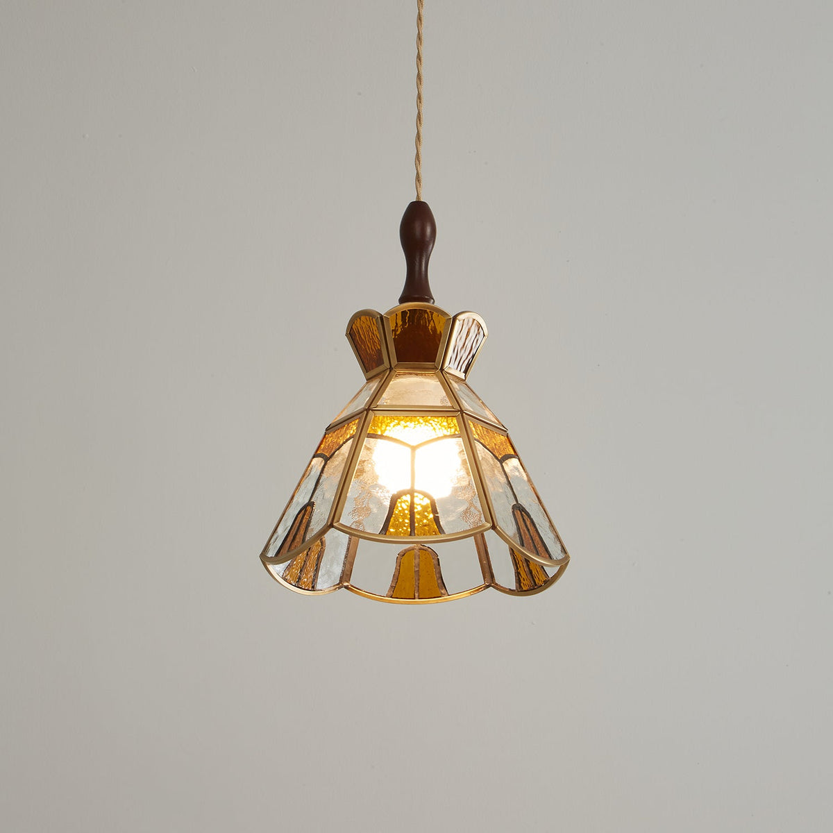 Creshen Pendelleuchte aus Holz und Glas im Vintage-Stil