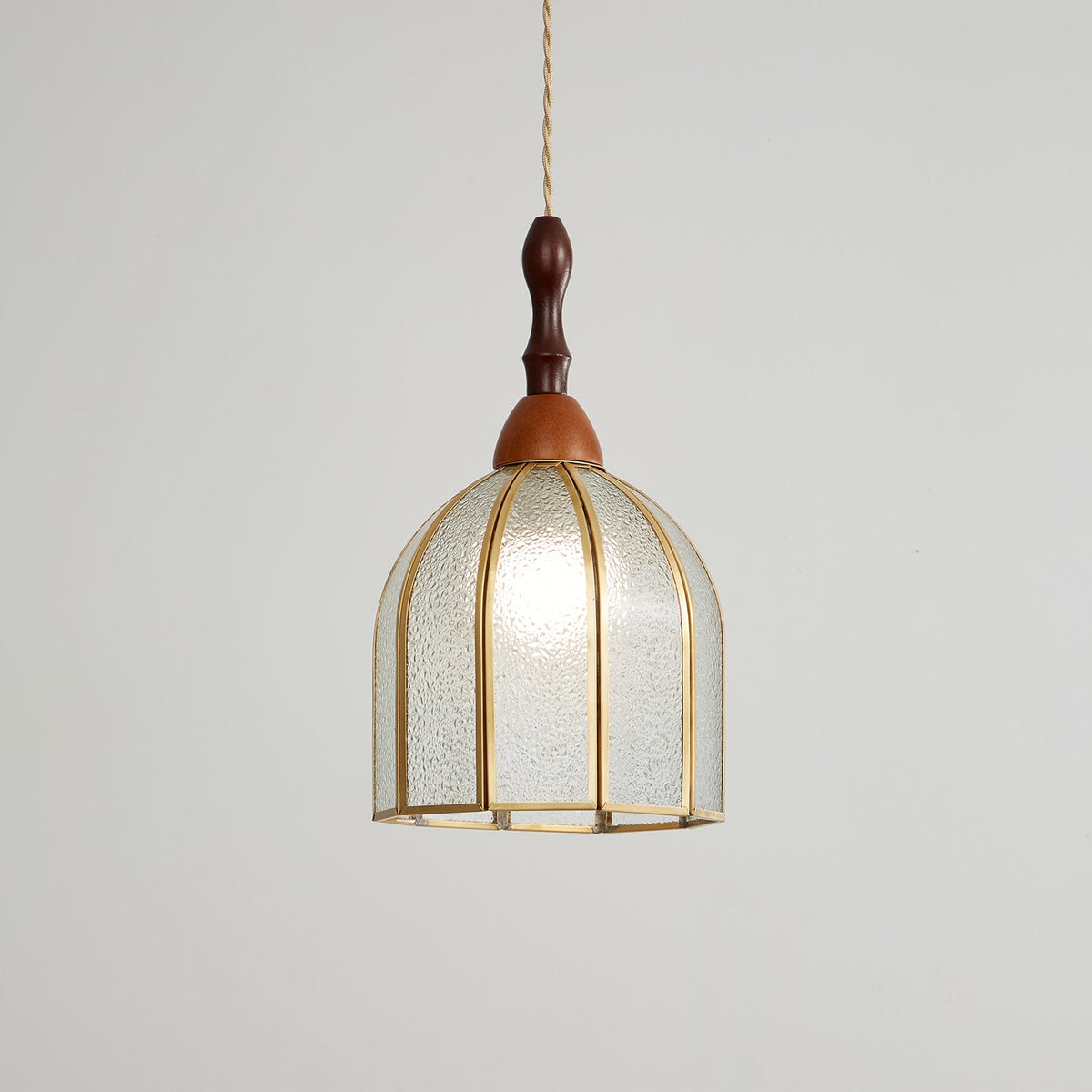 Creshen Pendelleuchte aus Holz und Glas im Vintage-Stil