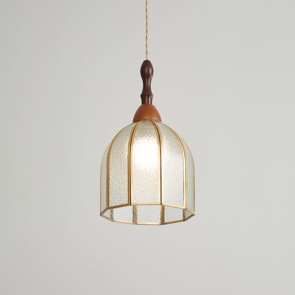 Creshen Pendelleuchte aus Holz und Glas im Vintage-Stil
