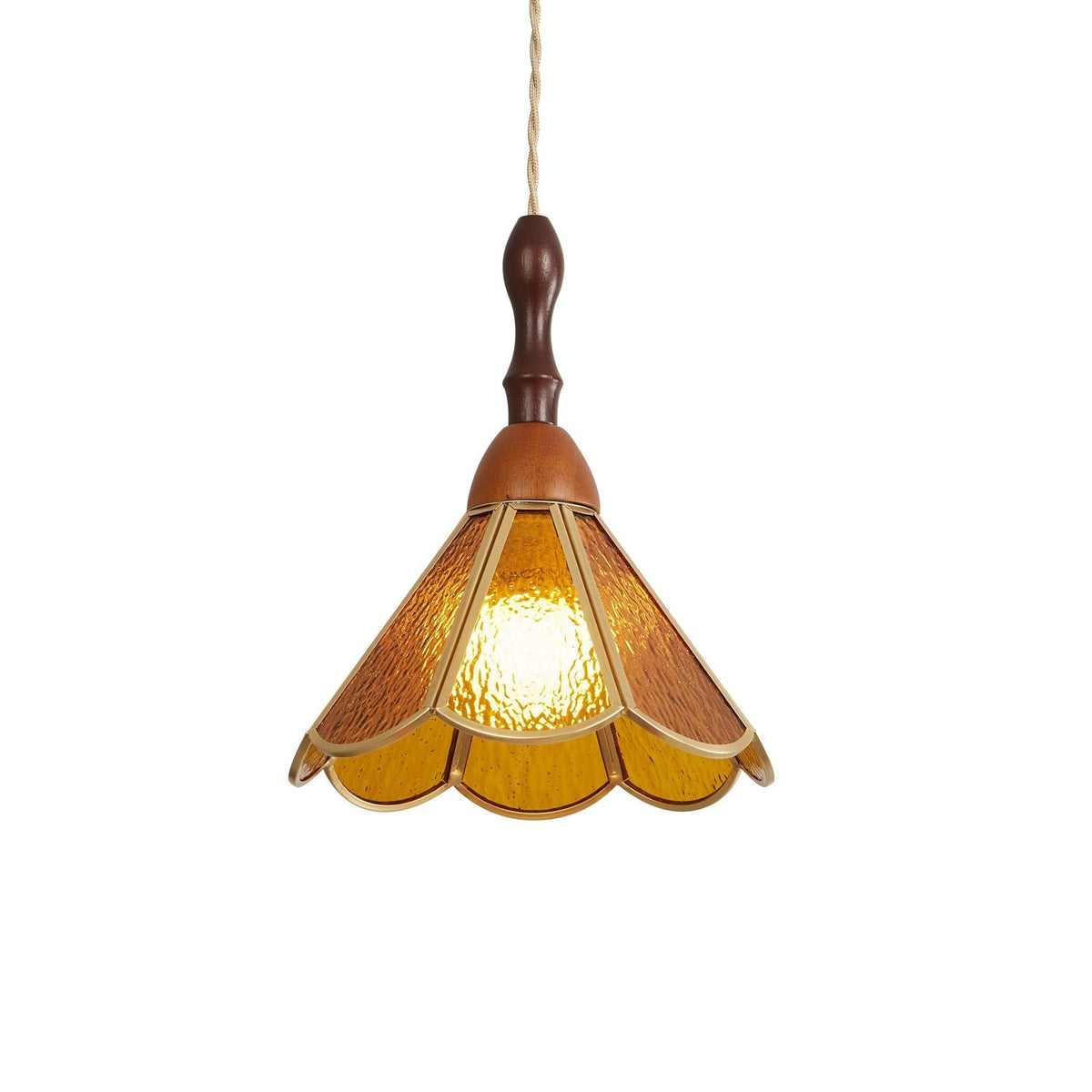 Creshen Pendelleuchte aus Holz und Glas im Vintage-Stil