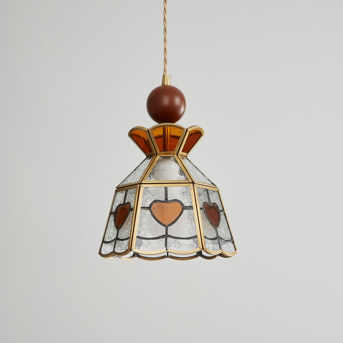 Creshen Pendelleuchte aus Holz und Glas im Vintage-Stil