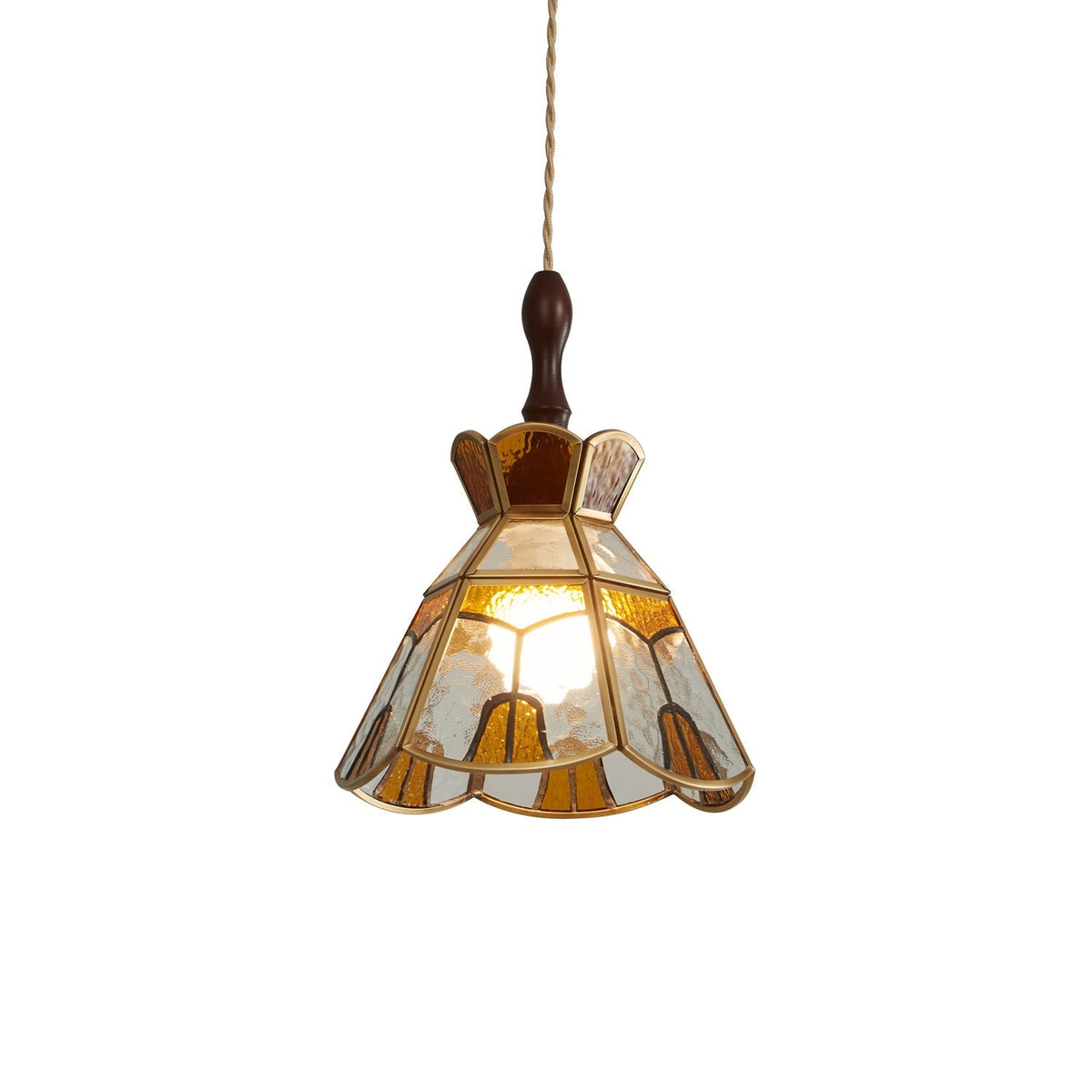 Creshen Pendelleuchte aus Holz und Glas im Vintage-Stil