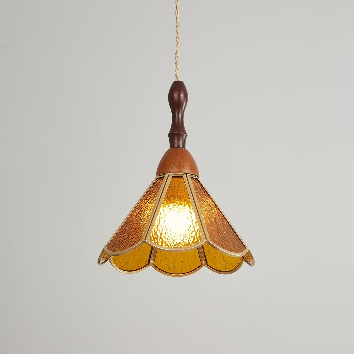 Creshen Pendelleuchte aus Holz und Glas im Vintage-Stil