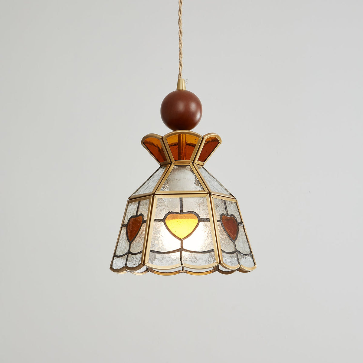 Creshen Pendelleuchte aus Holz und Glas im Vintage-Stil