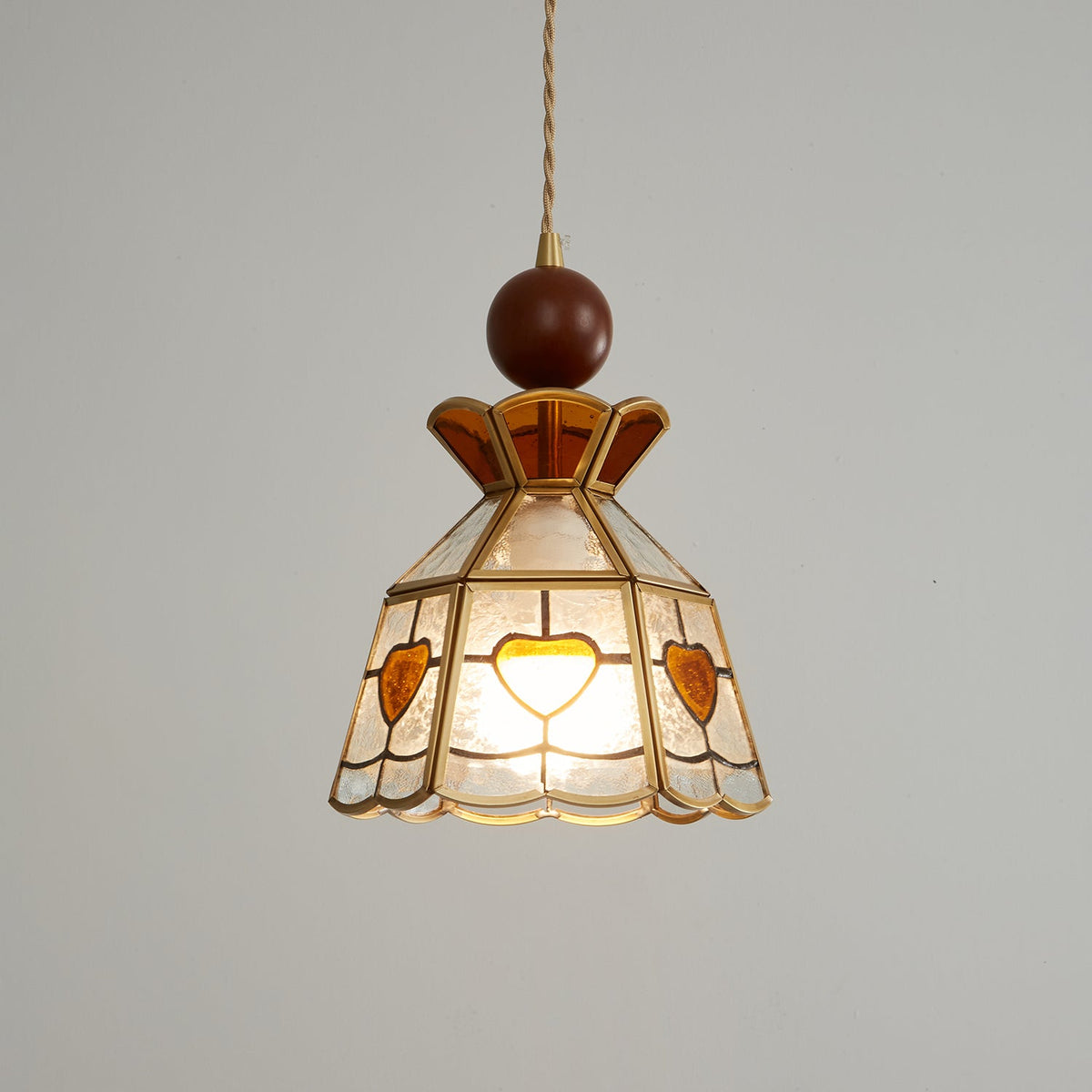 Creshen Pendelleuchte aus Holz und Glas im Vintage-Stil