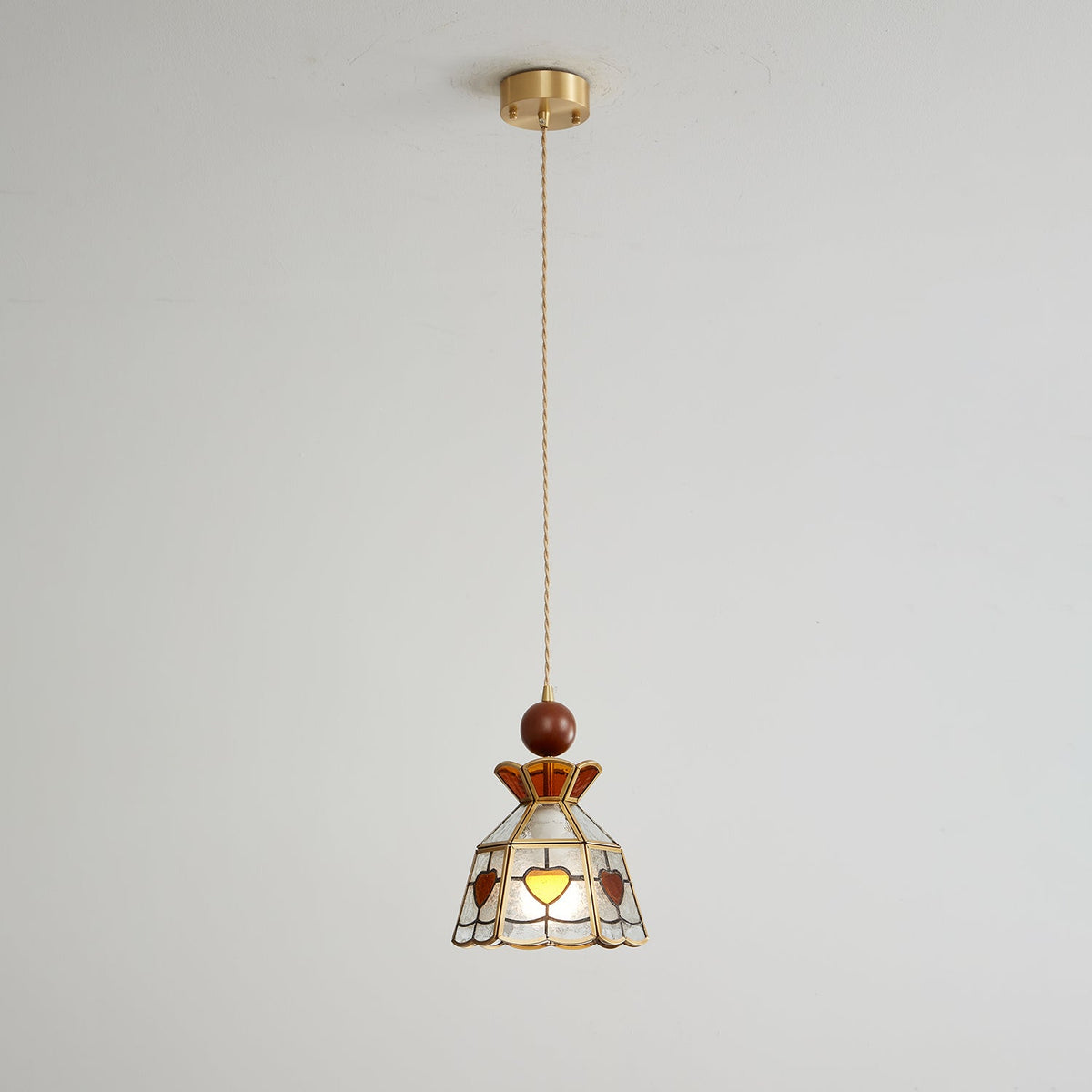Creshen Pendelleuchte aus Holz und Glas im Vintage-Stil