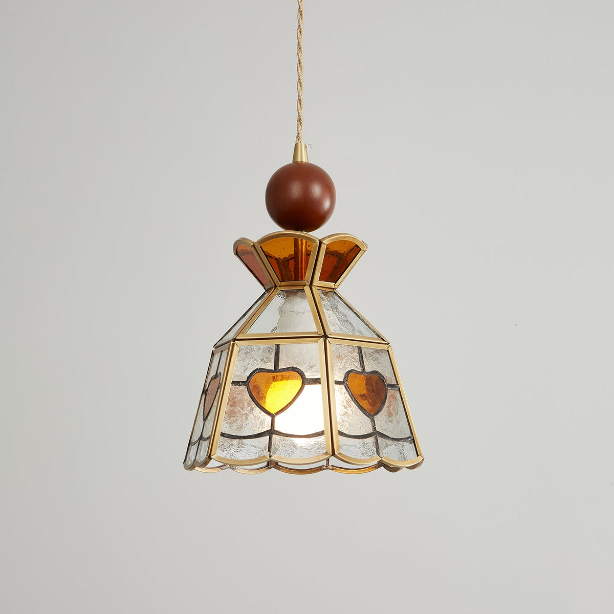 Creshen Pendelleuchte aus Holz und Glas im Vintage-Stil