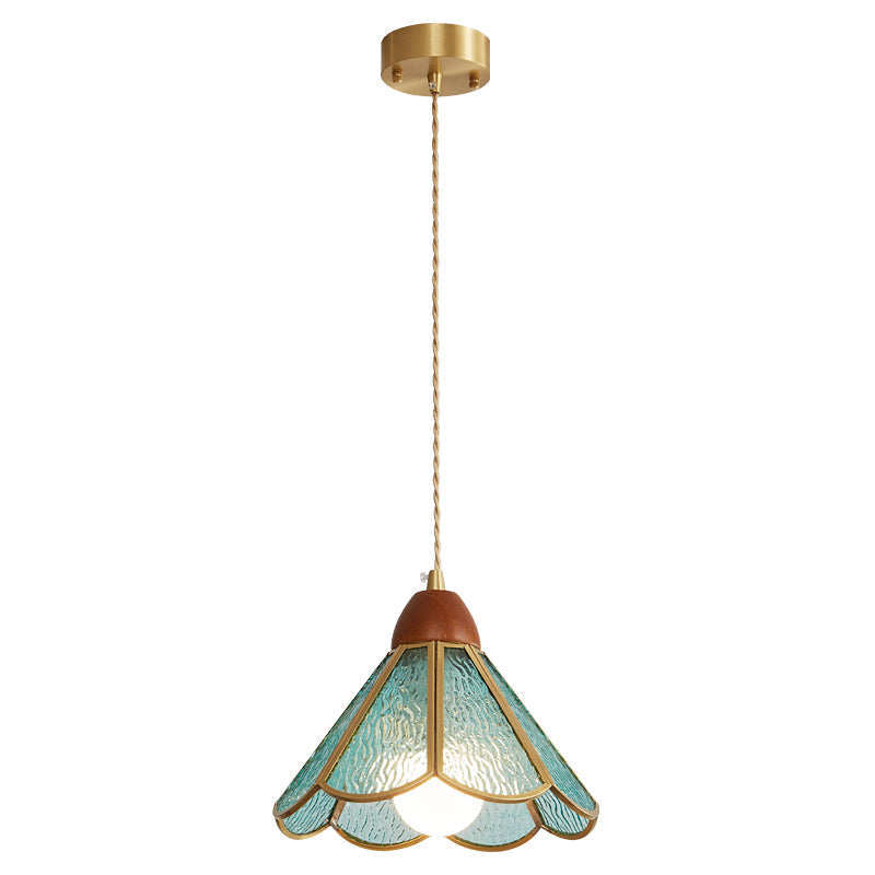 Creshen Pendelleuchte aus Holz und Glas im Vintage-Stil