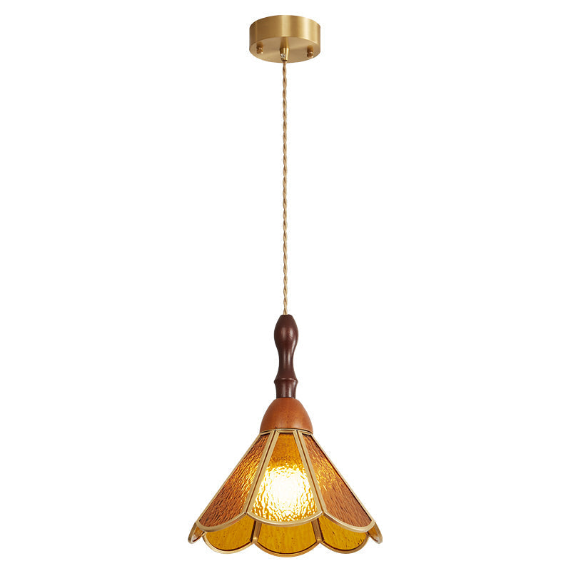 Creshen Pendelleuchte aus Holz und Glas im Vintage-Stil