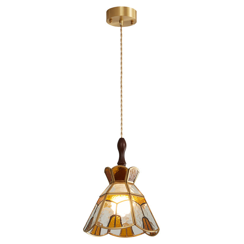 Creshen Pendelleuchte aus Holz und Glas im Vintage-Stil