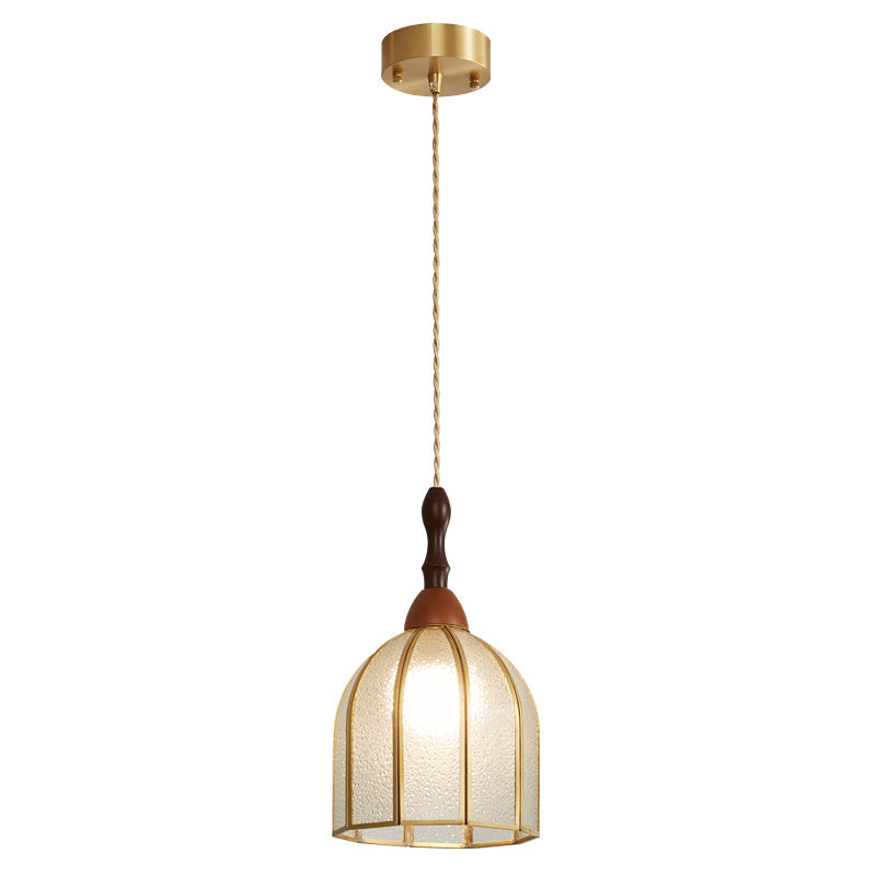 Creshen Pendelleuchte aus Holz und Glas im Vintage-Stil