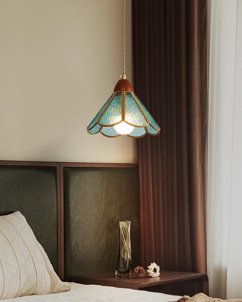 Creshen Pendelleuchte aus Holz und Glas im Vintage-Stil