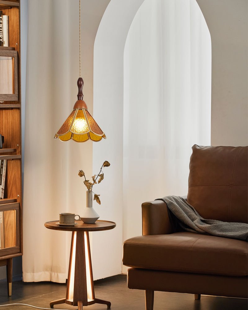 Creshen Pendelleuchte aus Holz und Glas im Vintage-Stil