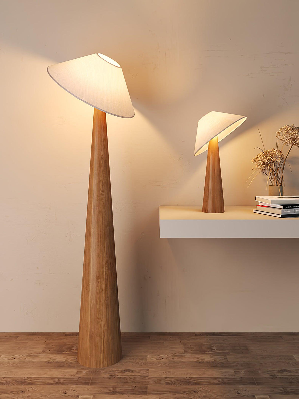 Apex Stehleuchte aus Holz mit verjüngtem Design