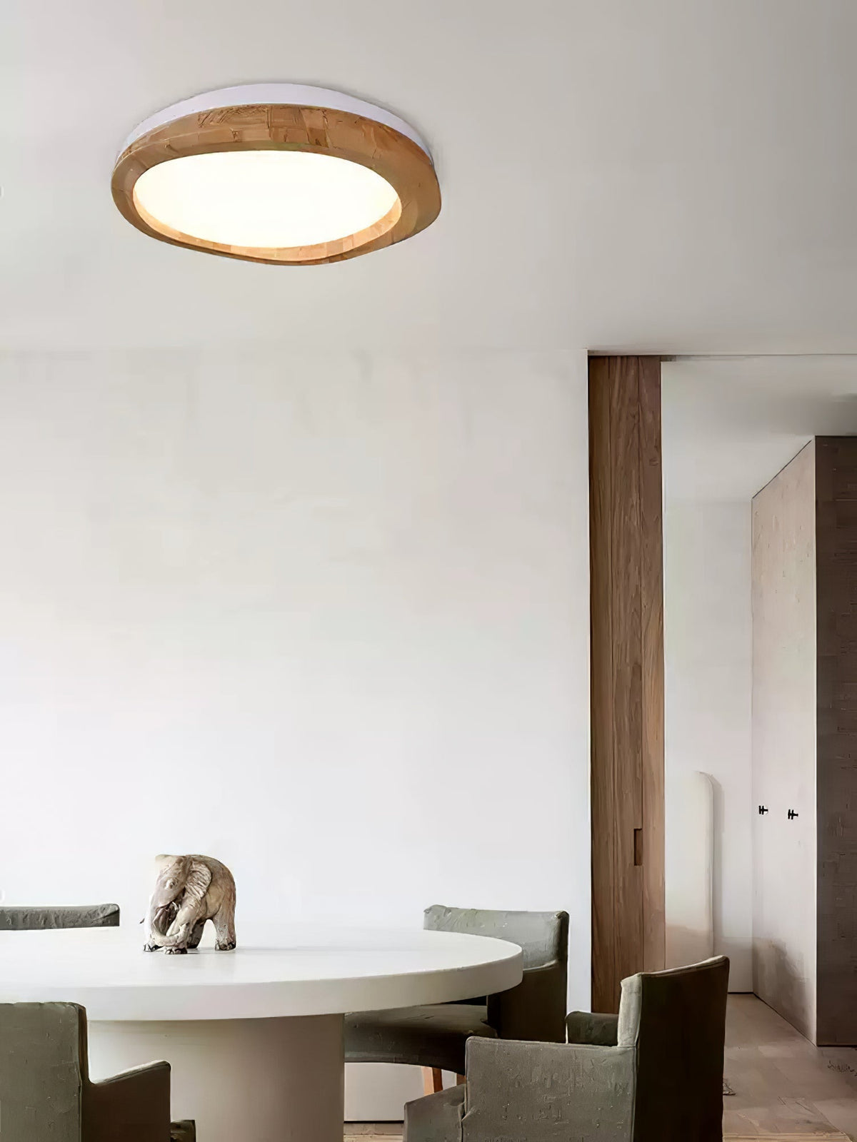 Artalis Walnuss-Holz flache Deckenleuchte