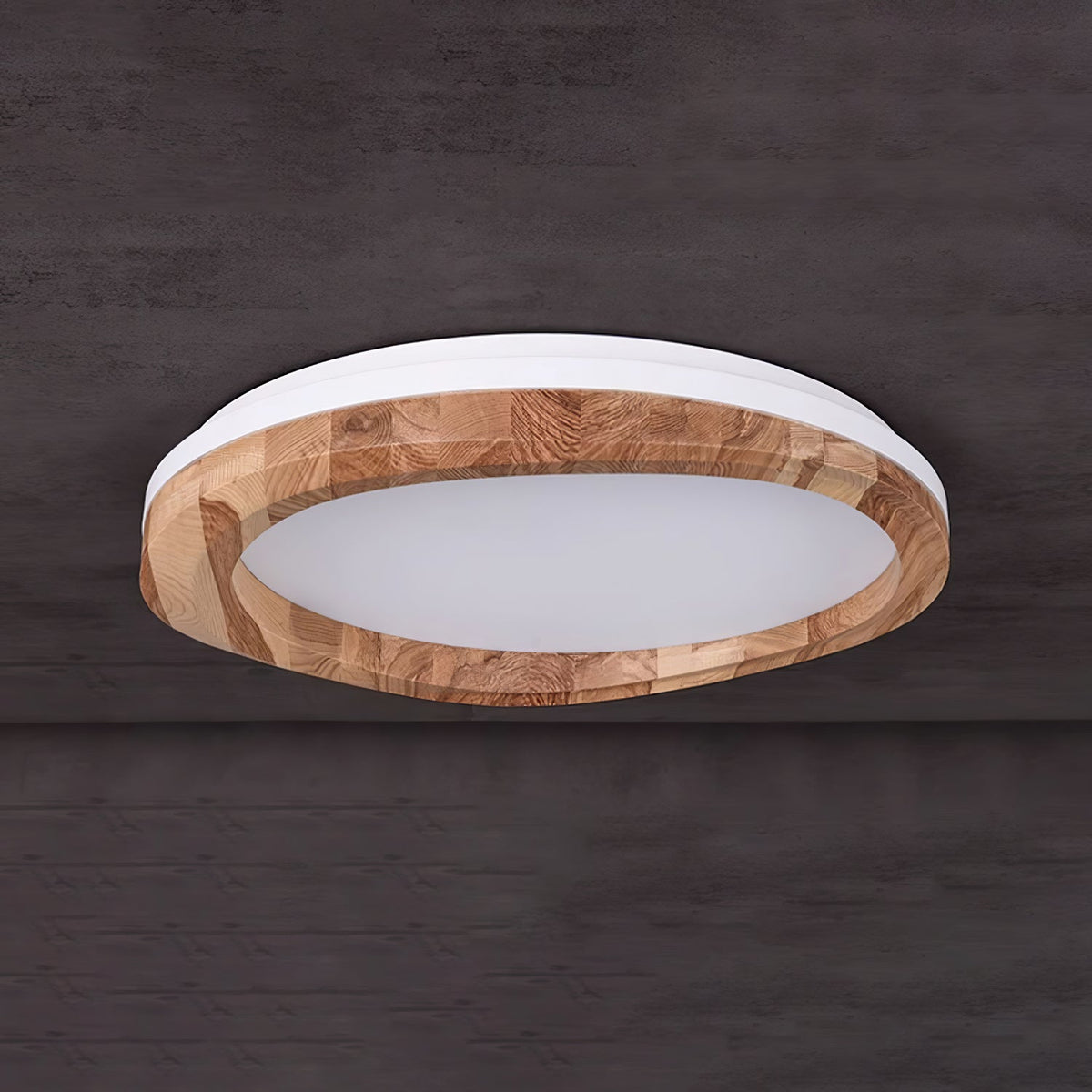 Artalis Walnuss-Holz flache Deckenleuchte