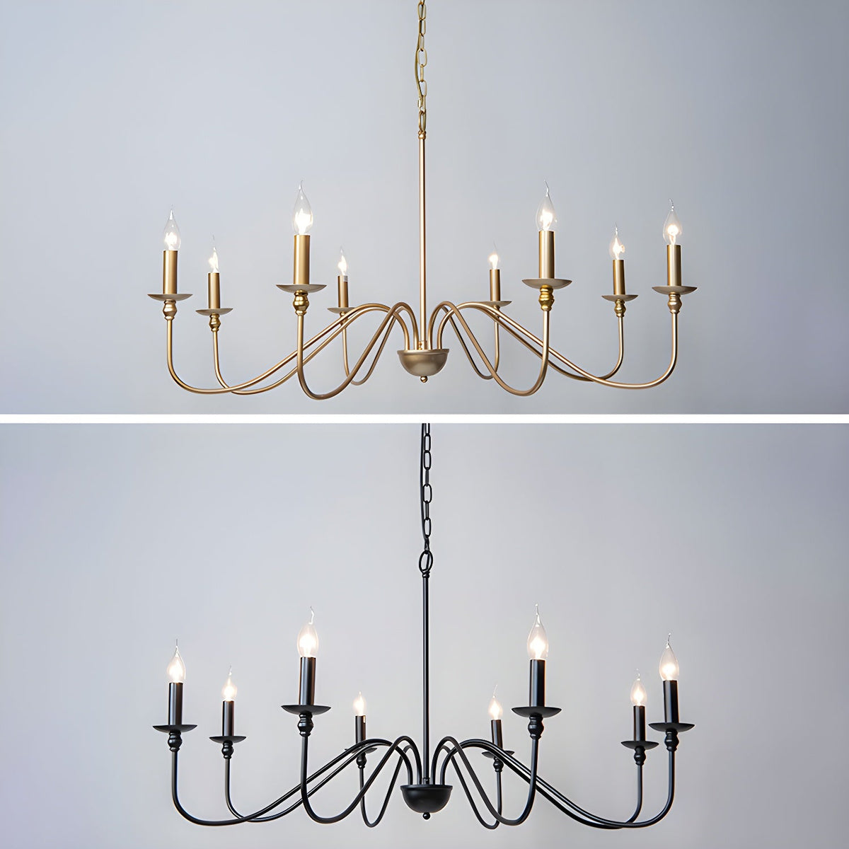 Orielissa Kronleuchter Gold Candle geschwungene Arme
