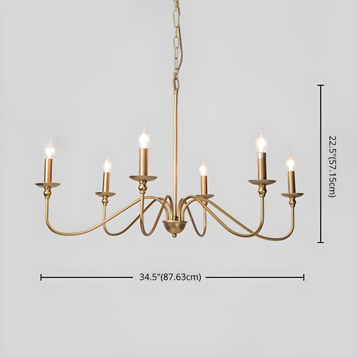 Orielissa Kronleuchter Gold Candle geschwungene Arme